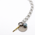 Long Silver Chain  Necklace with Coin, Pearl and CZ Charms