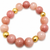 Pink Jade and Gold Satin Balls Stretch Bracelet