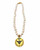 Knotted White Freshwater Pearl  with Gold and Silver Bee Coin