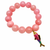Pink Jade and Enamel Fish Charm Stretch Bracelet