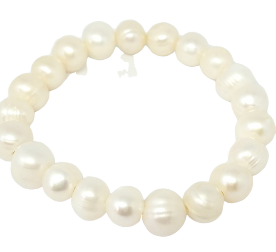 White Freshwater Pearl Stretch Bracelet