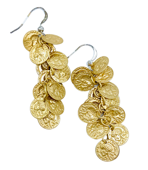Gold or Silver Coin Dangle Earrings