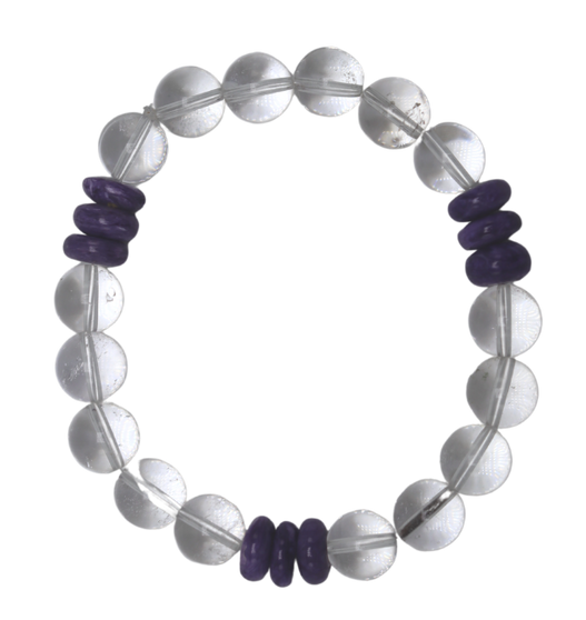 Clear Quartz and Russian Charolite Stretch Bracelet  II