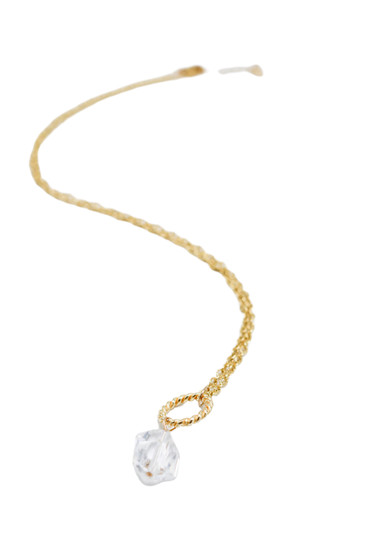 Gold Chain and Swarovski AB Crystal Short Necklace