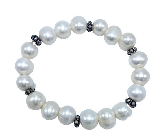 Freshwater Pearl and Sterling Silver Stretch Bracelet