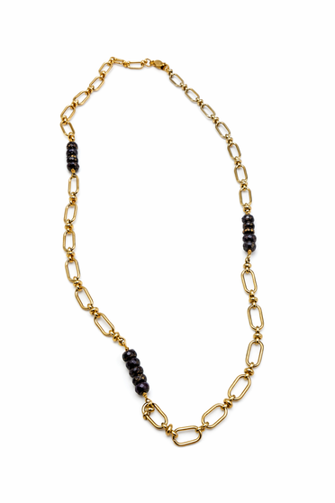 Chocolate Spinel and Gold Chain Necklace