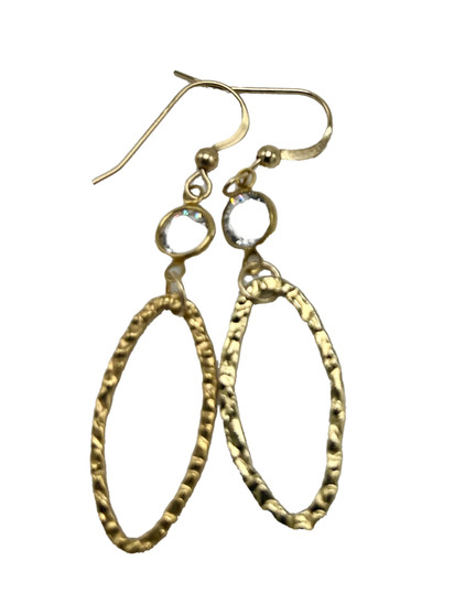 Hammered Gold Filled  or Sterling Link and Crystal Earrings
