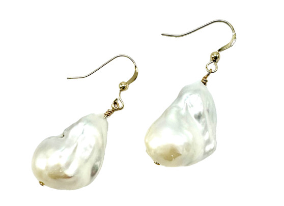 Large White Baroque Pearl Earring