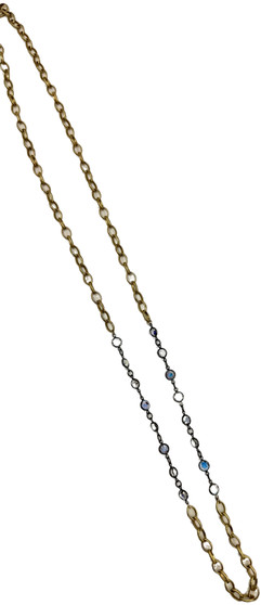 Long Gold Chain with Swarovski Crystals Necklace