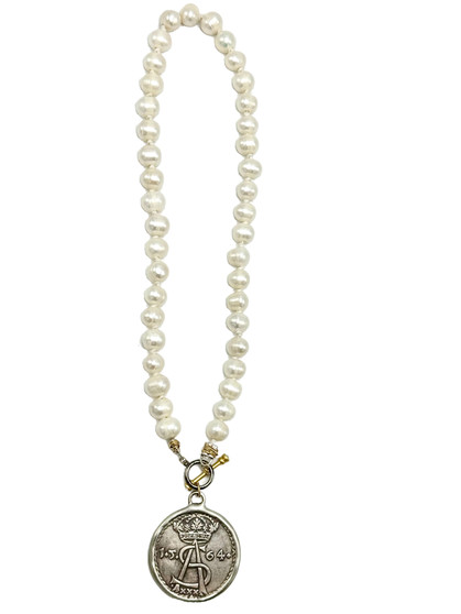 Knotted Freshwater Pearl with Toggle and French Pendant