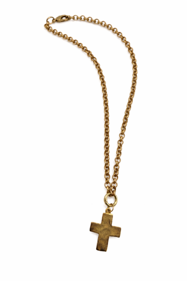 Gold Cross Charm Necklace