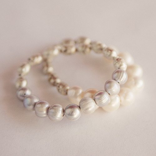 Prayer Bead and Pearl Stretch Bracelet