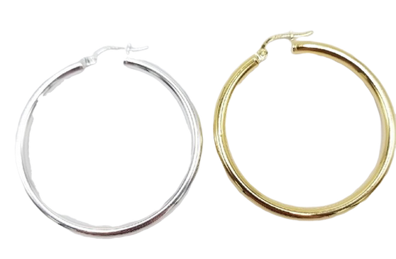 40 mm Vermeil or Sterling Silver Hoop Earrings