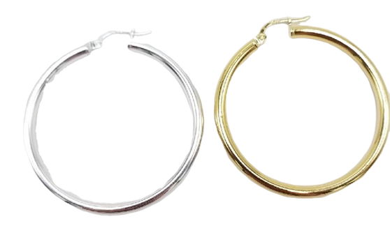 60 mm Vermeil or Sterling Silver Hoop Earrings