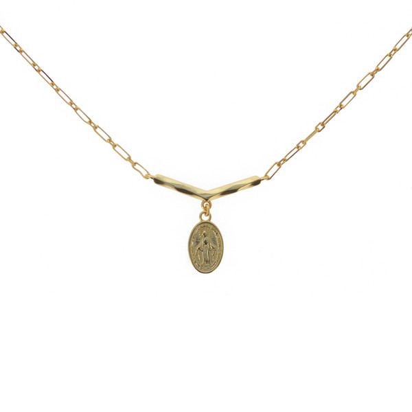 Modern Mary Dangle Charn Vermeil Necklace