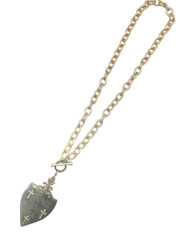 Gold Necklace with Hand Soldered Shield