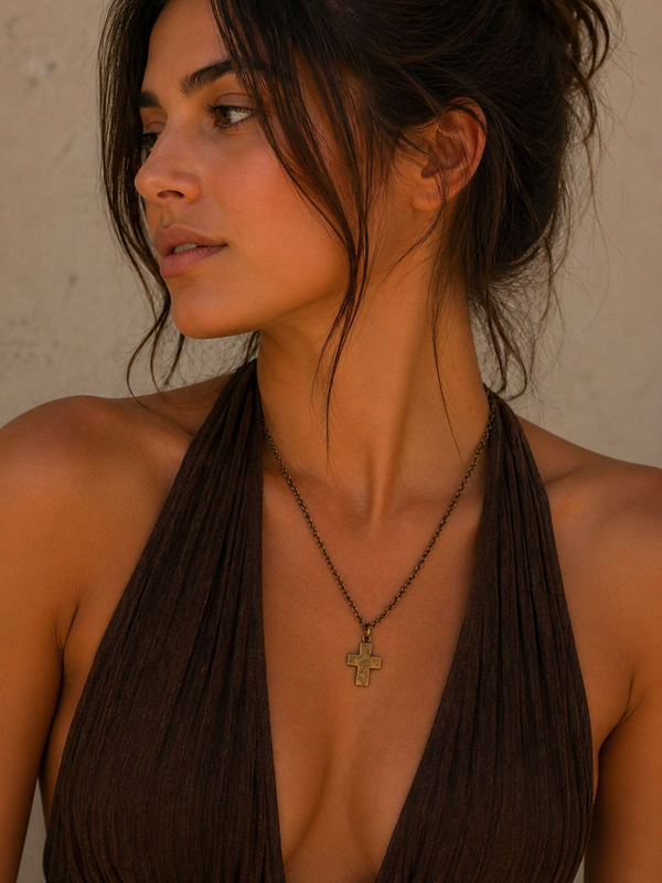 Gold Cross Charm Necklace