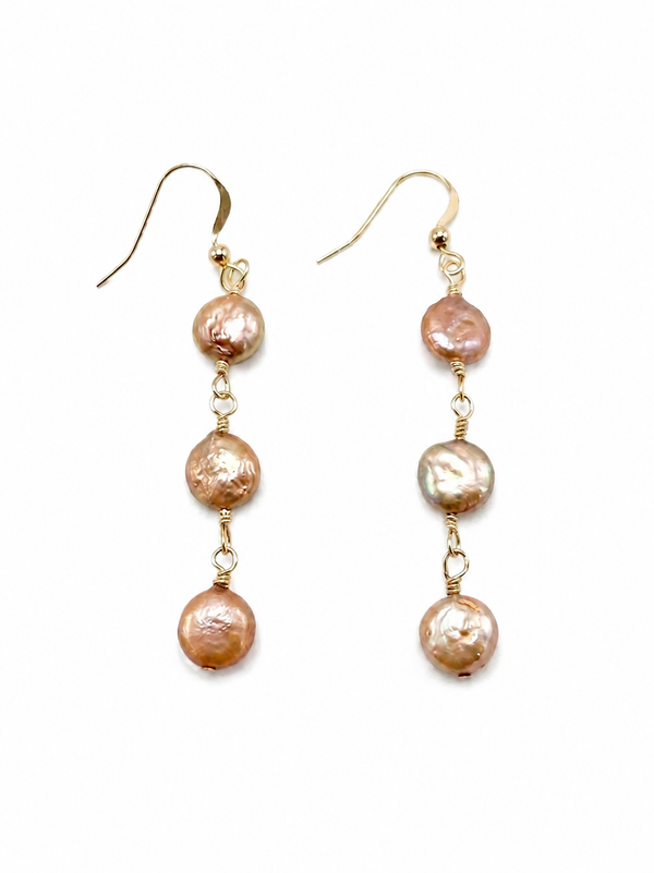 Gold Pearl and Gold Cascade Earrings