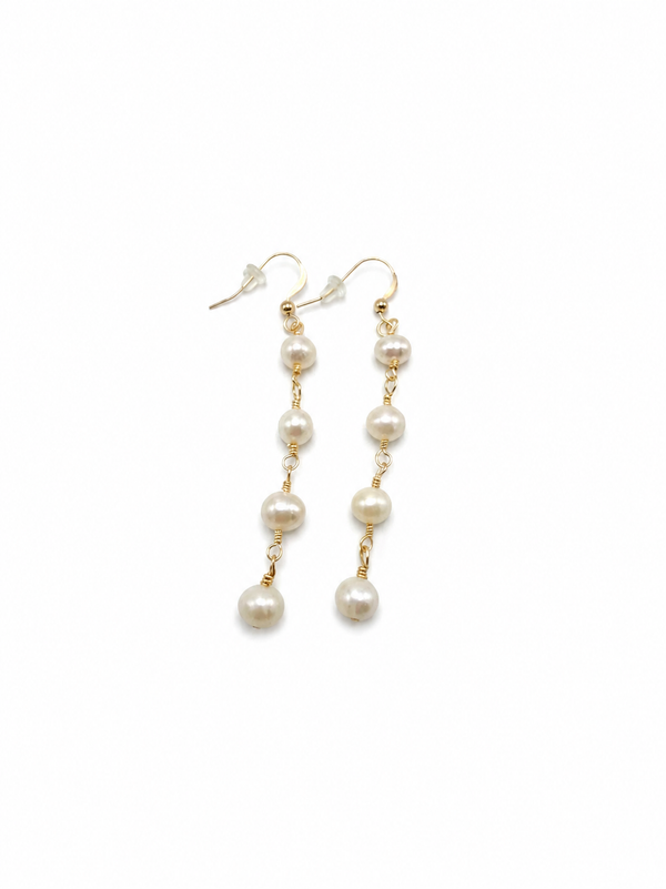 White Freshwater Pearl Cascade Earrings