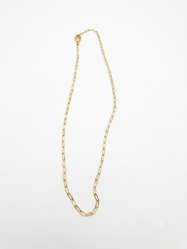 Short Small Gold Paper Clip Chain Necklace