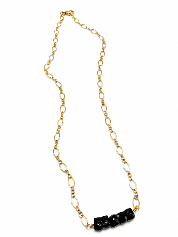 Gold Filled Chain with Black Spinel Cubes