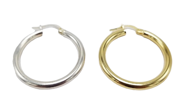 30mm Vermeil or Sterling Silver Hoop Earrings