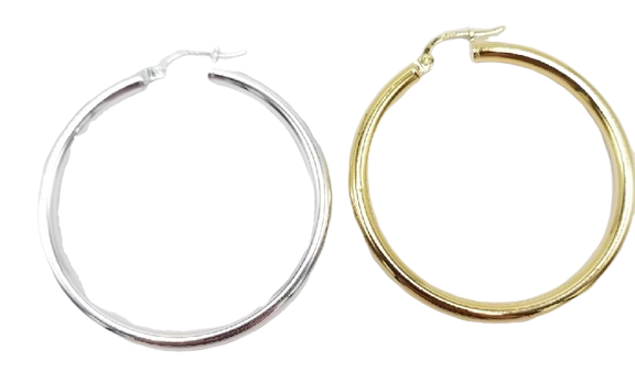 60 mm Vermeil or Sterling Silver Hoop Earrings