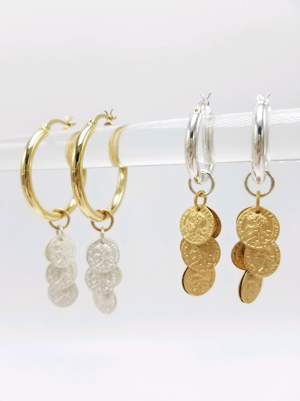 Silver Coin Dangle Charms