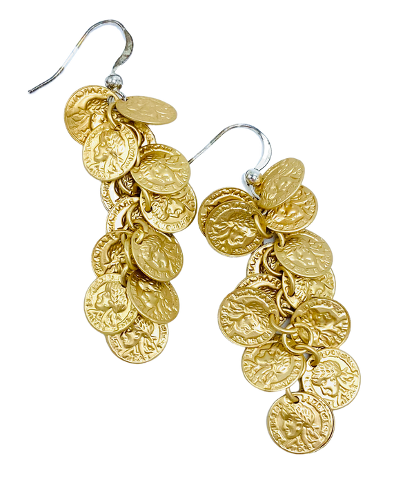 Gold or Silver Coin Dangle Earrings