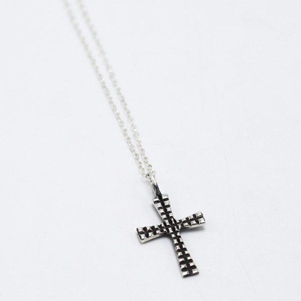 Sterling Chain and Sterling Cross Short Necklace
