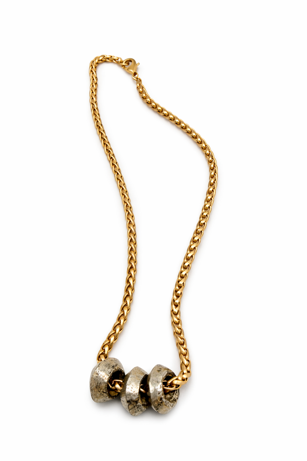 Gold Chain with Silver African Wedding Rings