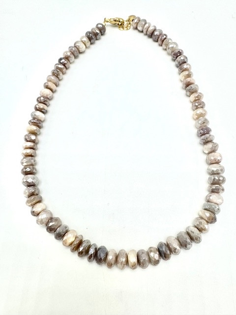 Moonstone and Gold Chain with Hand Wired Moonstone and French Pendant