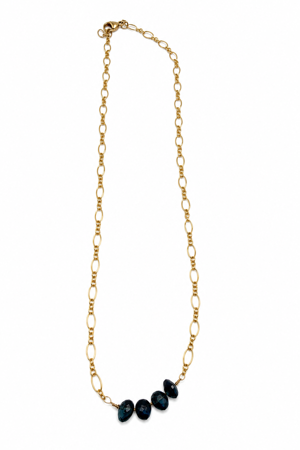 London Blue Gemstones on Gold Filled Chain