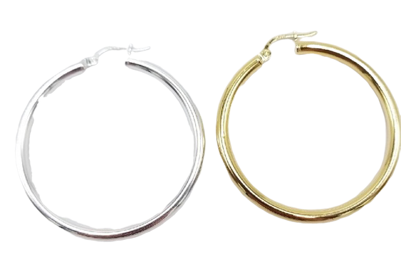 40 mm Vermeil or Sterling Silver Hoop Earrings