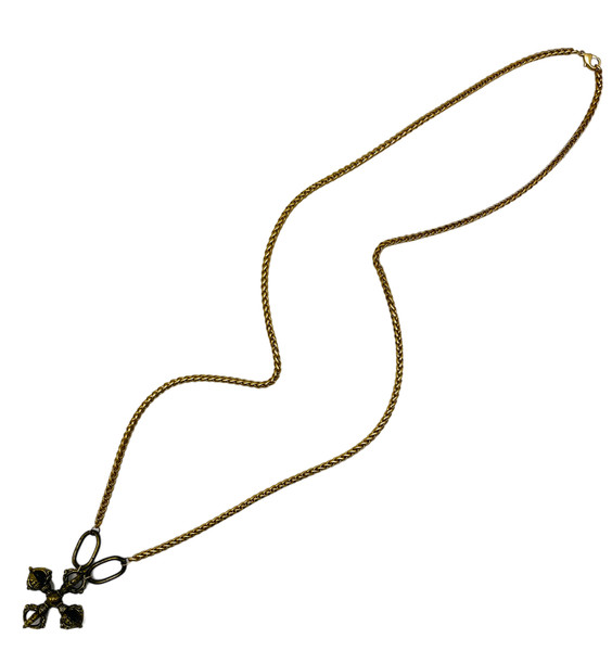 Long Gold and Brass with Brass Tibetan Cross