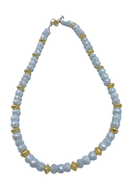 Moonstone and Gold Disc Short Necklace