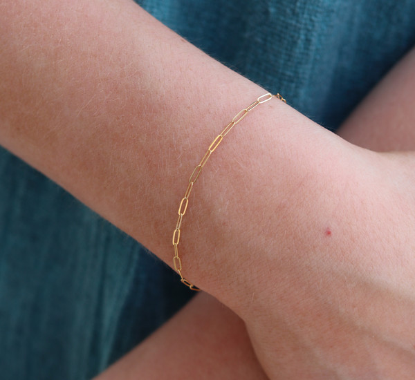 Gold Filled Small Paperclip Bracelet