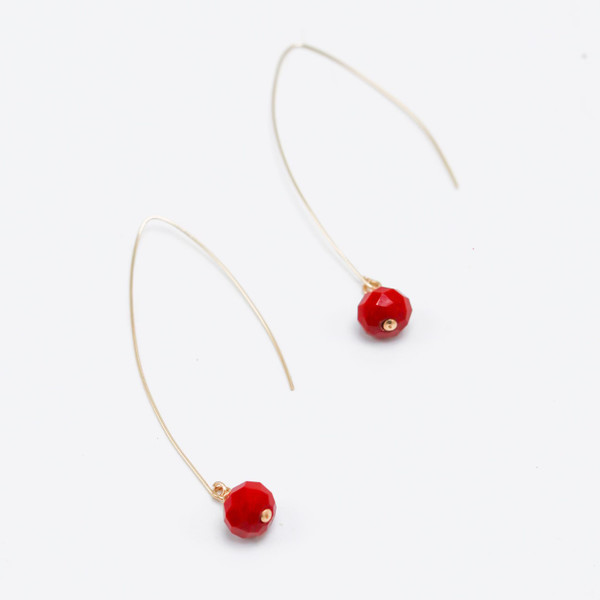 Gold Filled or Sterling Ear wires with Red Crystal Earrings