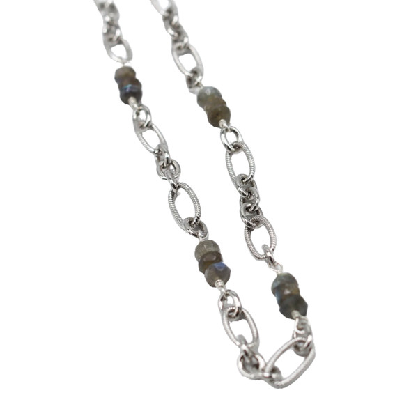 Short Silver Chain and Labradorite