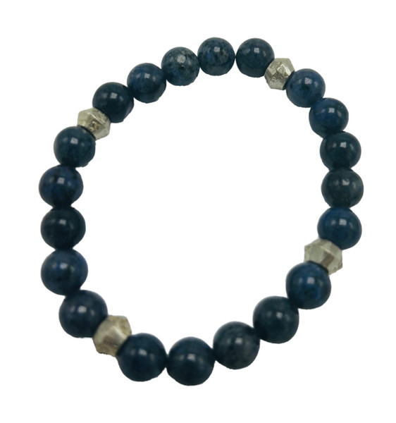 Dumortierite and African Wedding Ring Stretch Bracelet