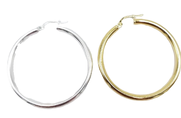 40 mm Vermeil or Sterling Silver Hoop Earrings