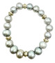 Grey Freshwater Pearls and African Wedding Rings Stretch Bracelet