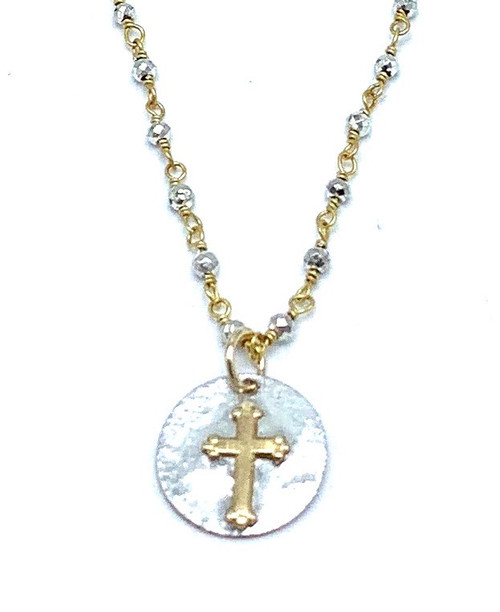 gunda Silver x Gold Cross Necklace gunda Silver x Gold Cross Necklace