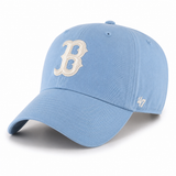 Boston Red Sox ’47 Clean Up adjustable cap in Columbia blue with cream embroidered Boston B logo and curved brim.