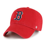 Boston Red Sox red baseball cap with red embroidered B logo, curved brim, ’47 brand