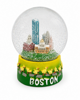 Boston snow globe souvenir featuring a miniature Boston skyline and landmark cityscape inside a decorative collectible globe.