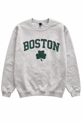Celebrate Boston's deep Irish heritage with this classic ash grey crewneck shamrock sweatshirt.