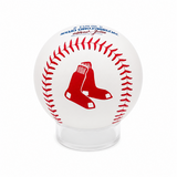 Boston Red Sox official-style baseball featuring iconic red socks logo and classic red stitching on white baseball surface