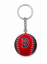 Boston Red Sox baseball-shaped keychain featuring stitched baseball design and iconic Boston B logo in red and navy