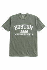 Classic Comfort Colors Boston 1630 Massachusetts T-Shirt, designed with a timeless collegiate look and soft, lived-in feel. Printed on premium Comfort Colors garment-dyed cotton. Perfect Boston souvenir tee.